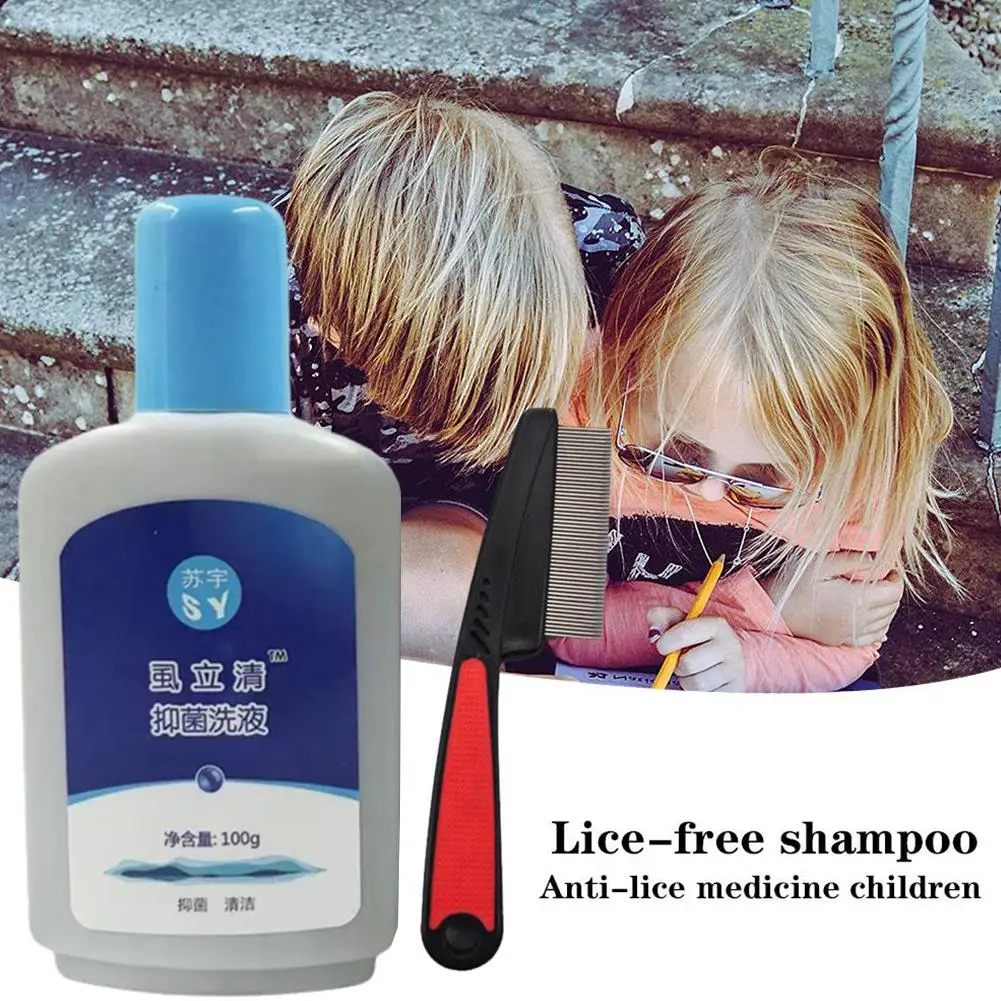 Head Lice Comb Lice Nit Removal Hair Comb Stainless Steel Fine Tooth Comb LiceComb Professional Anti-Lice Shampoo Set