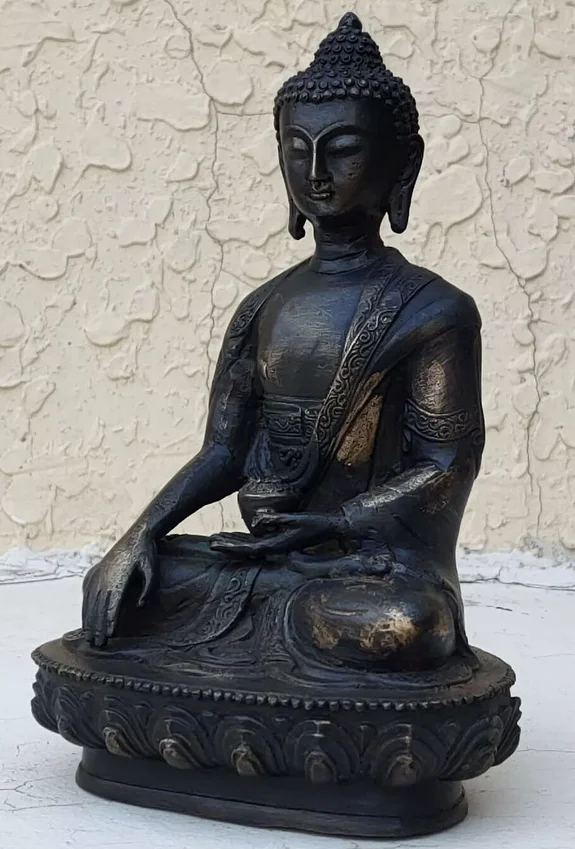 

Antique Bronze Buddha Statue Tibet Buddhism Sakyamuni Bhaisajya old Bodhisattva