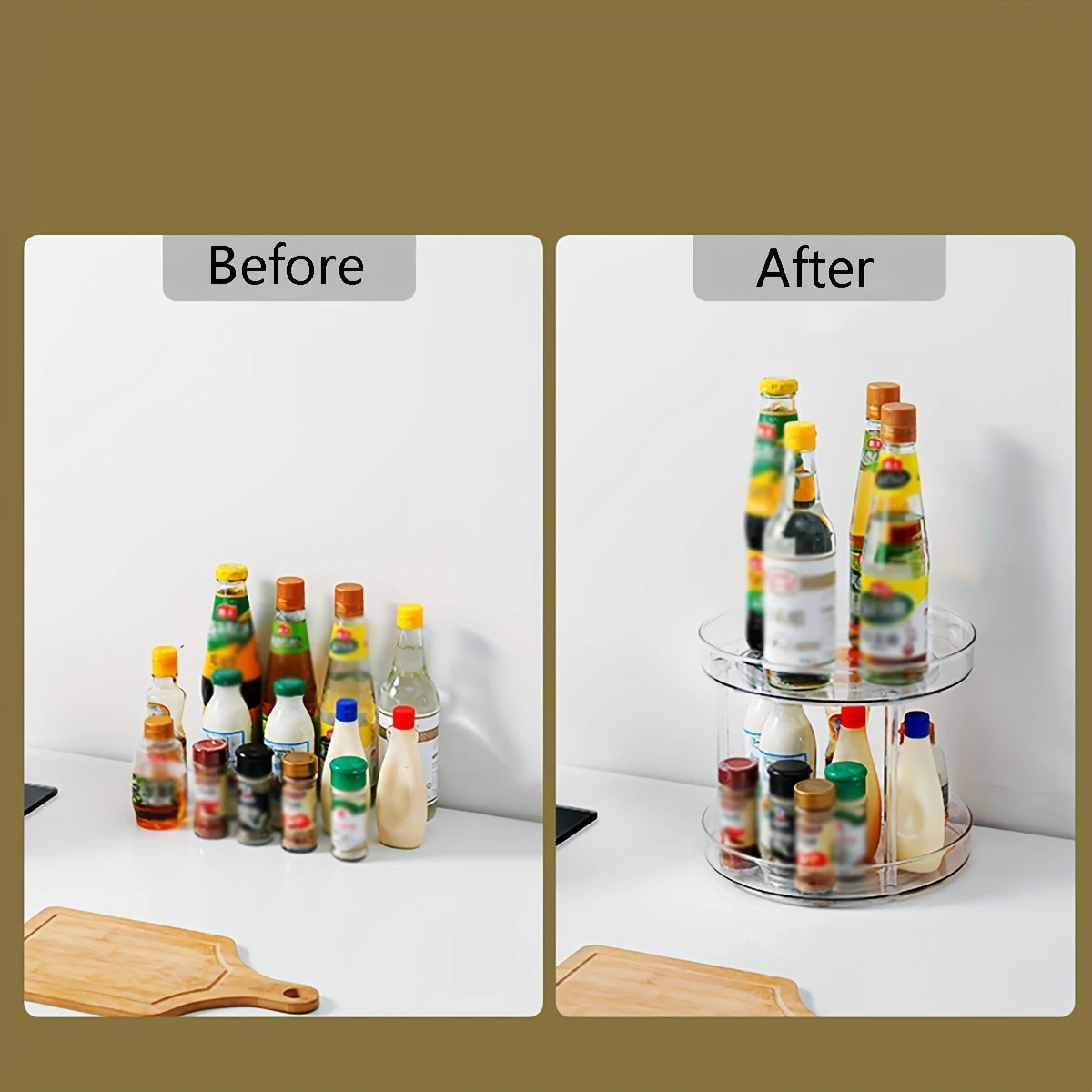 1PC-360 ° rotating cosmetic storage box, kitchen seasoning organizer, multi-layer space saver