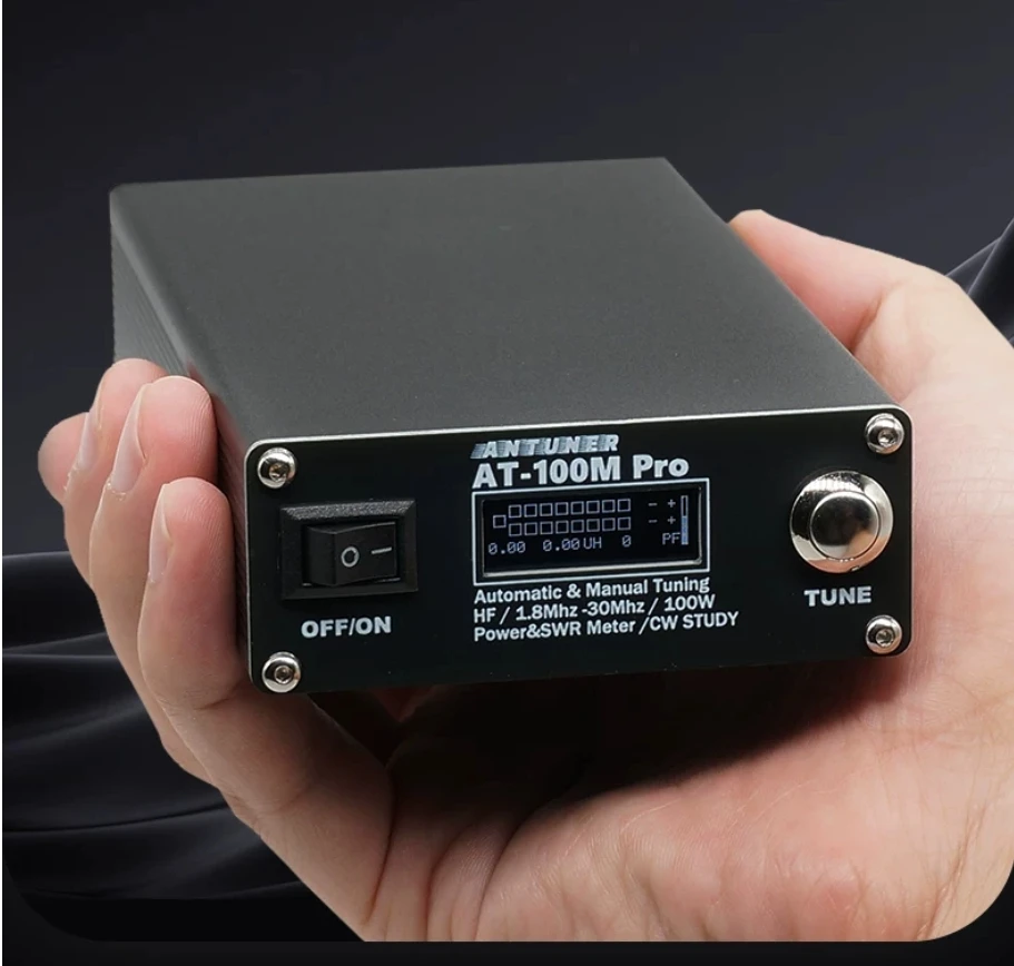 

AT-100M Pro 100W 1.8MHz-30MHz QRP Automatic and Manual Antenna Tuner Morse Code SWR Meter Power Meter For HF Radio