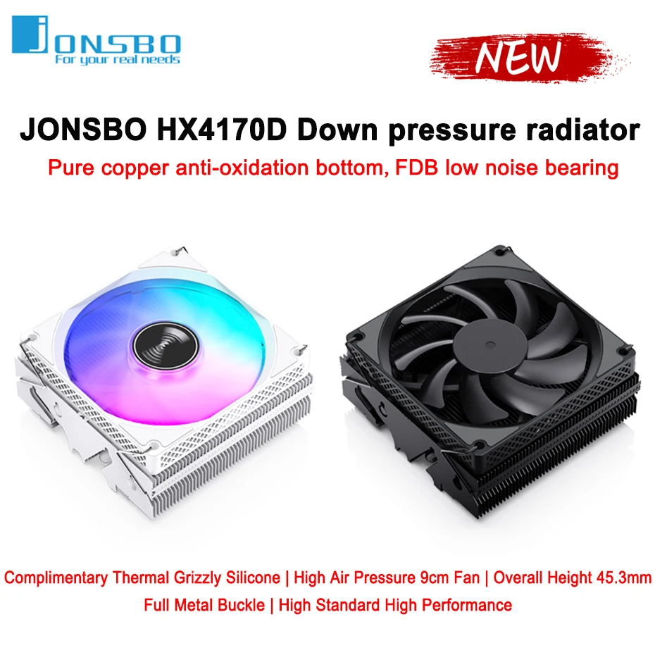 

JONSBO HX4170D Black/White 4 Heat Pipe CPU Cooler Down Pressure Ultra-thin ITX Case Radiator For LGA1700 115x 1200 AM4