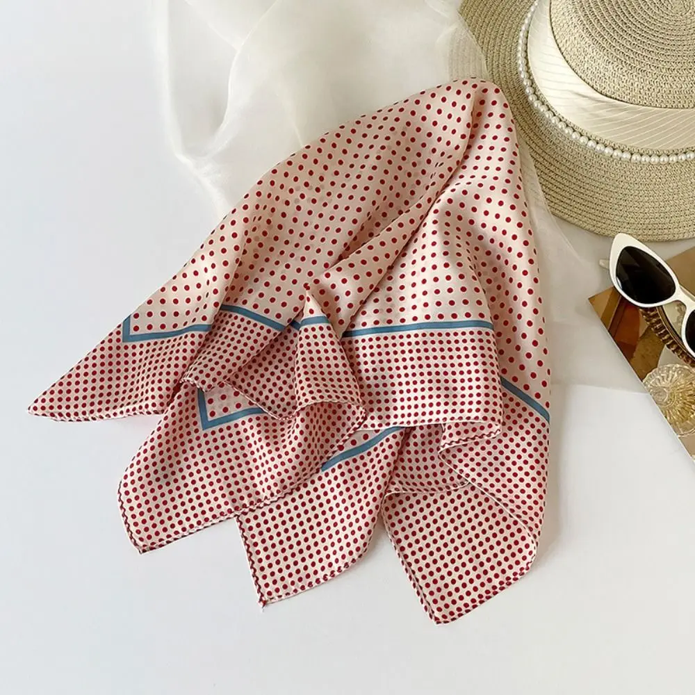 Printed Dot Print Scarf Y2K Geometric Shape Small Square Scarf Korean Headband Polka Dot Silk Scarf Clothing Accessories