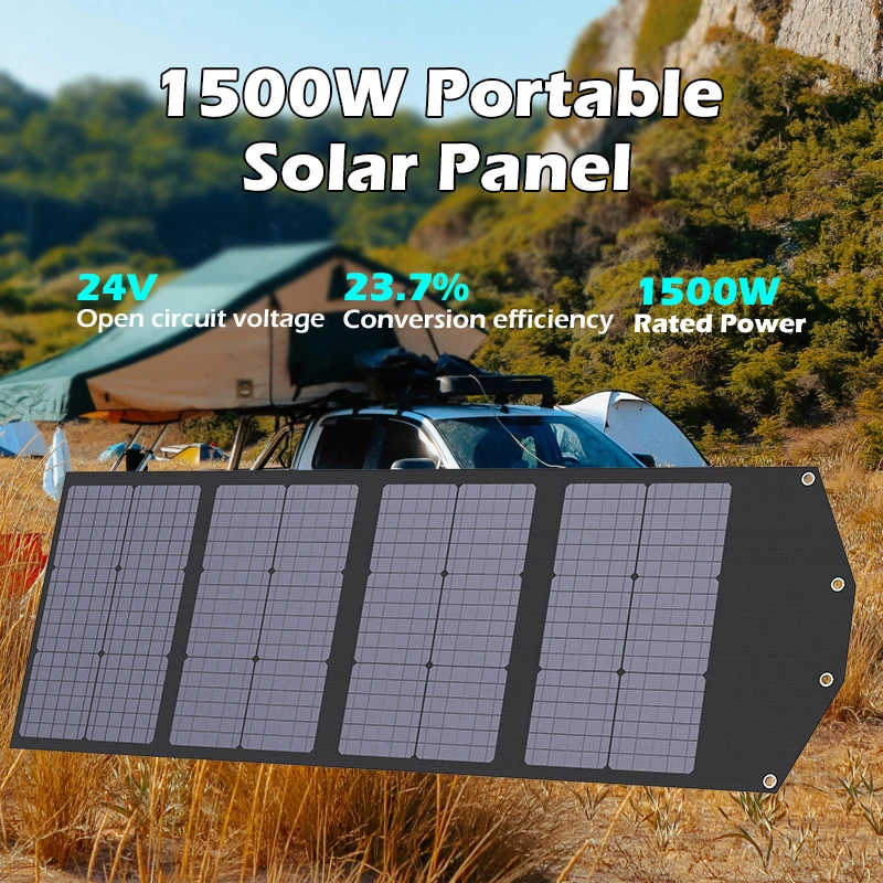 1500W portable solar panel kit 18V foldable solar cell charger, suitable for mobile phones, tablets, cameras, outdoor camping RV