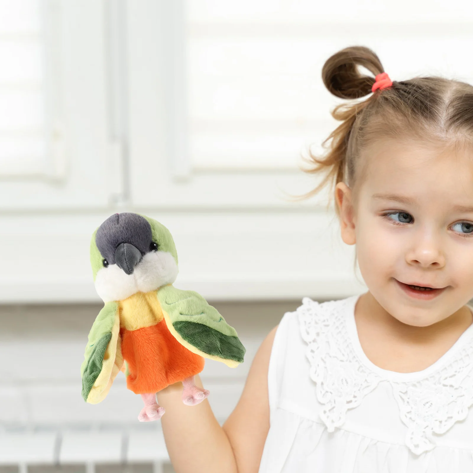 Papagaio mão fantoche animal de pelúcia para crianças jogo imaginativo pré-escolar ensino contar histórias teatro dia das bruxas natal