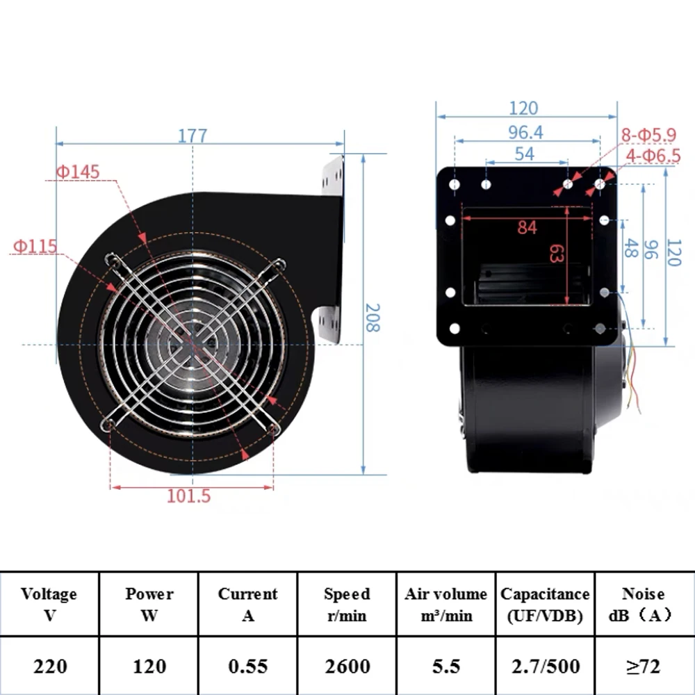 Imagem -04 - Frequência do Poder 130flj1 Ventilador Centrífugo Ventilador Ventilador 220v 85w 120w 180w Ventilador Ac-centrifugal Ventilador Centrífugo