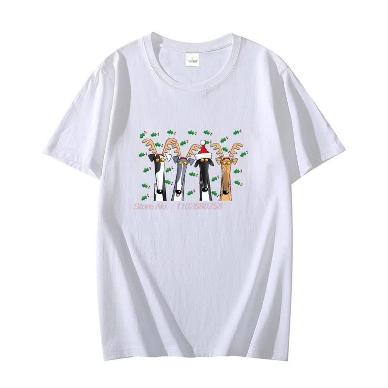 Christmas Antlers Greyhound Dog Love My Pet graphic t shirts cotton T-shirt Oversized short sleeve t-shirts Men's clothing