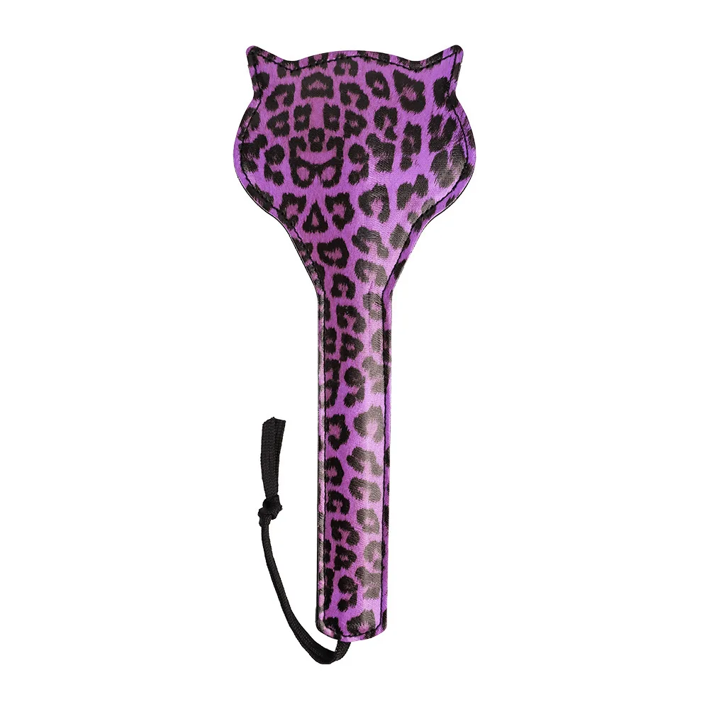 Cute Cat Shaped Slapping Paddle Leopard PU Leather Spanking Paddle Punish Slap Flirting Adult BDSM Toys for Women and Couples