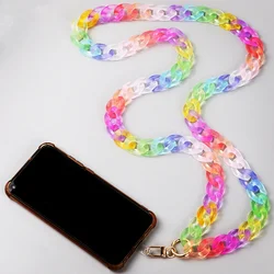 FishSheep 12 Colors Frosted Acrylic Chain Crossbody Phone Lanyard Rope for Women Portable Mobile Anti-lost Cell Phone Link Strap