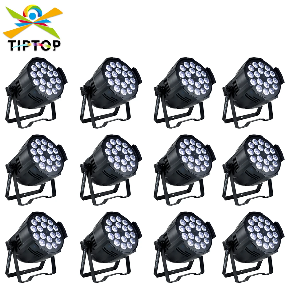 

TIPTOP Stage Lighting 12XLOT RGBW Aluminum 18x12W Led Par 64 Cans 4in1 Color Indoor DMX 4/8 Channels 220W Stage Wall Washer