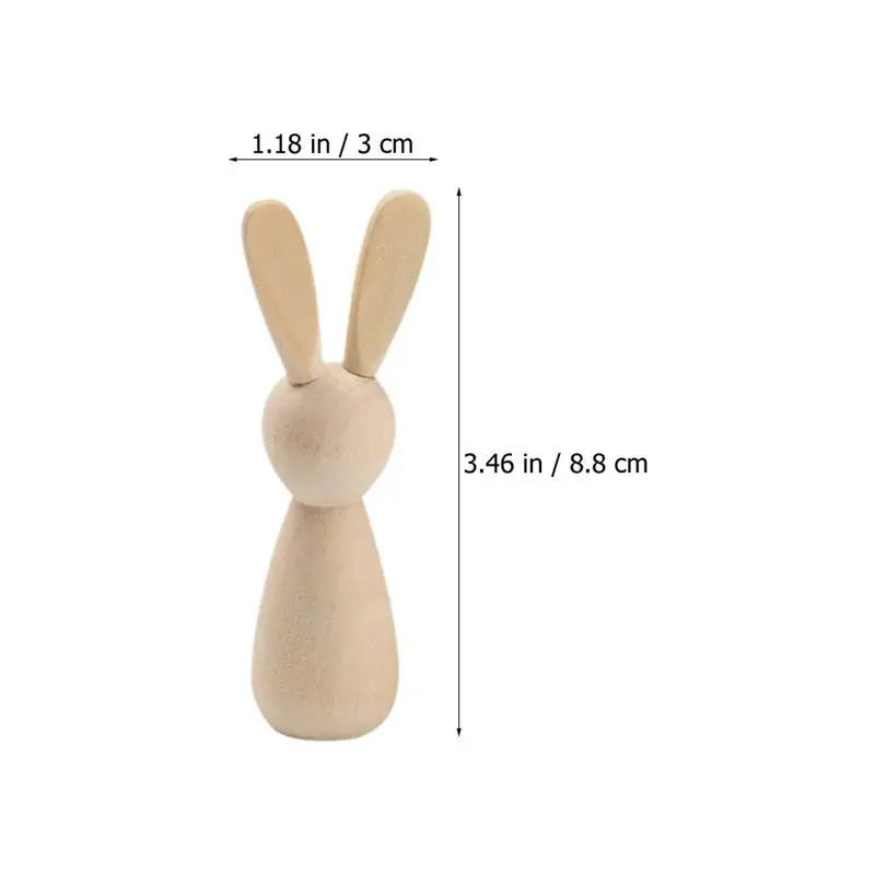 6Pcs Easter Bunny Ornaments DIY Wooden Bunny Dolls Unpainted Natural Wooden Small Crafting Crafts Unfinished Wood Dolls