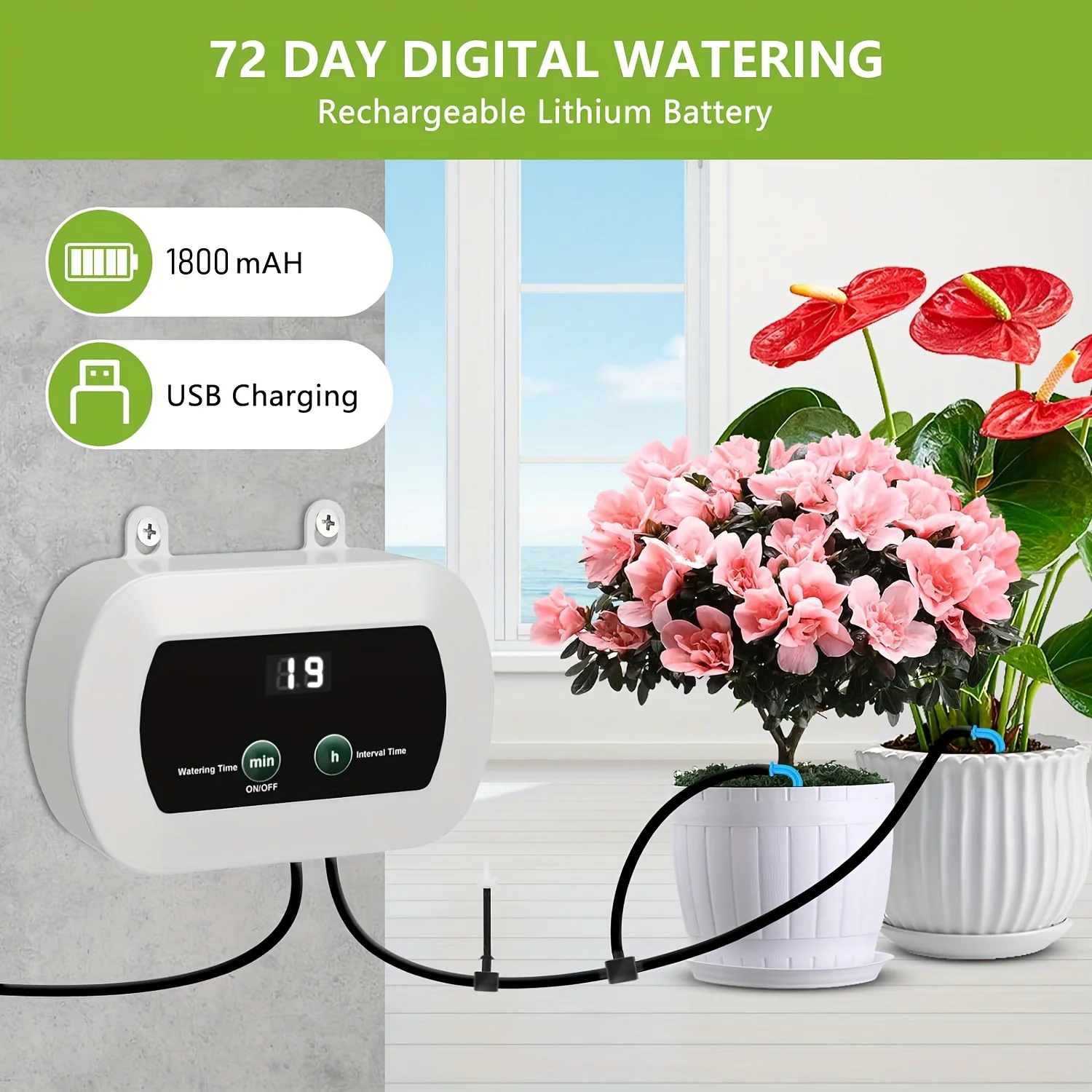 Solar automatic irrigation system, DIY water timer for balconies, gardens and greenhouses, outdoor automatic watering system