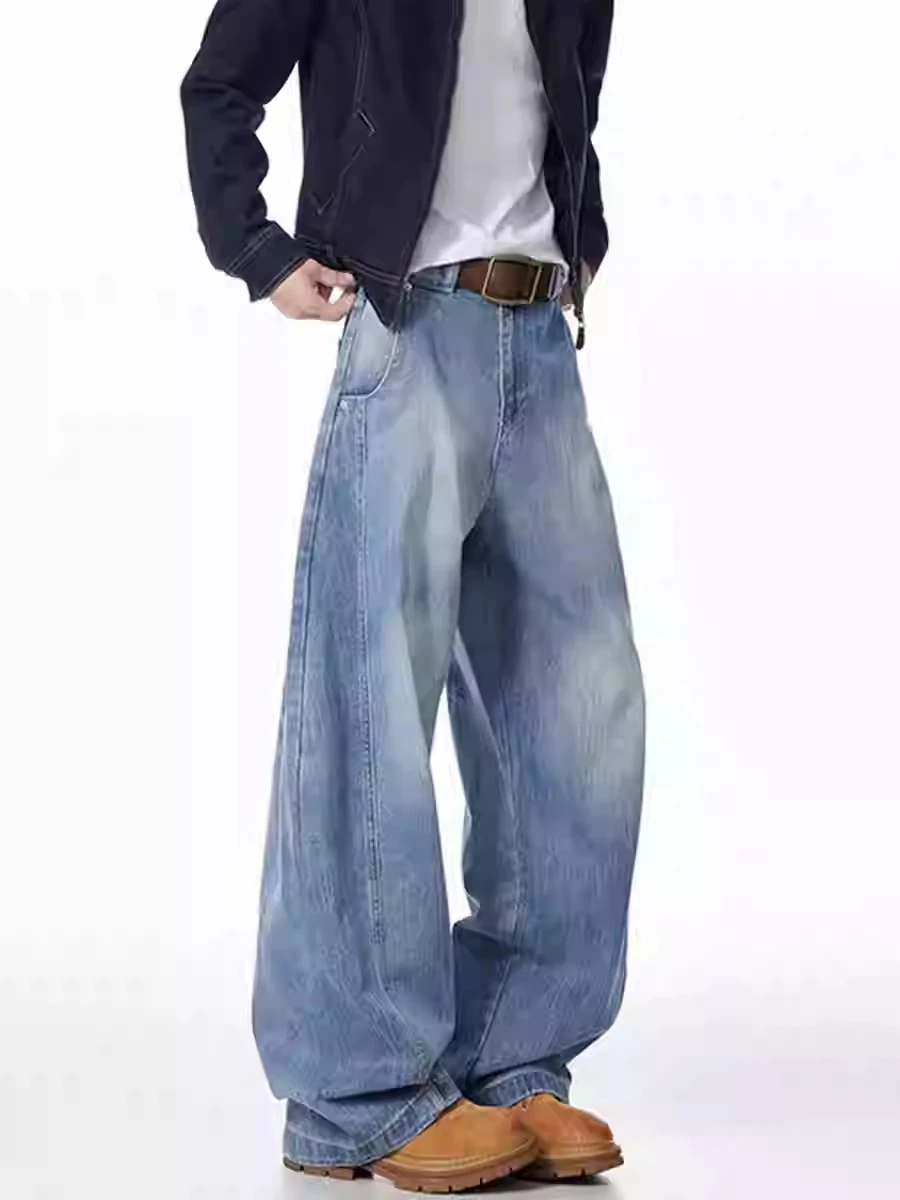

Retro Casual High Waist High Street Style Pants Vintage Straight Jeans 2024 Spring Women's Wide Leg Baggy Denim Trouser