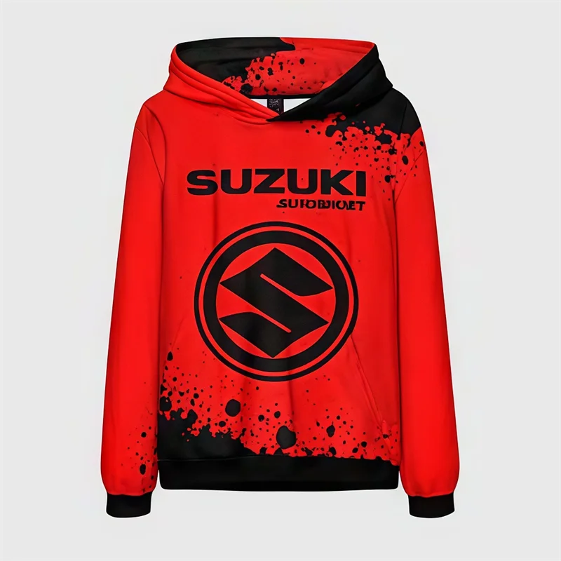 

Men's street casual sports hooded sweatshirt Suzuki brand motorcycle autumn and winter creative 3D printing pullover top