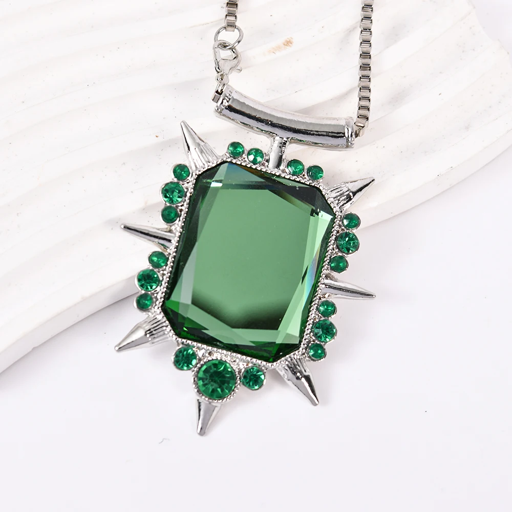 حار ذات مرة قلادة الشرير الشريرة الساحرة Zelina Glinda قلادة الأخضر كريستال سلسلة سحرية القلائد للنساء الرجال الهدايا #5