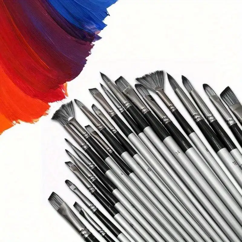Paint Brushes Set of 24 Pcs Acrylic Oil Watercolor Art Supplies for Artists