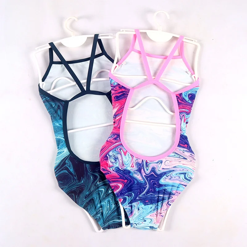 Professional Racing Swimsuit Women's One-Piece Competition Triangular Sports Single Layer Swimming Costume Quick-Drying Nylon