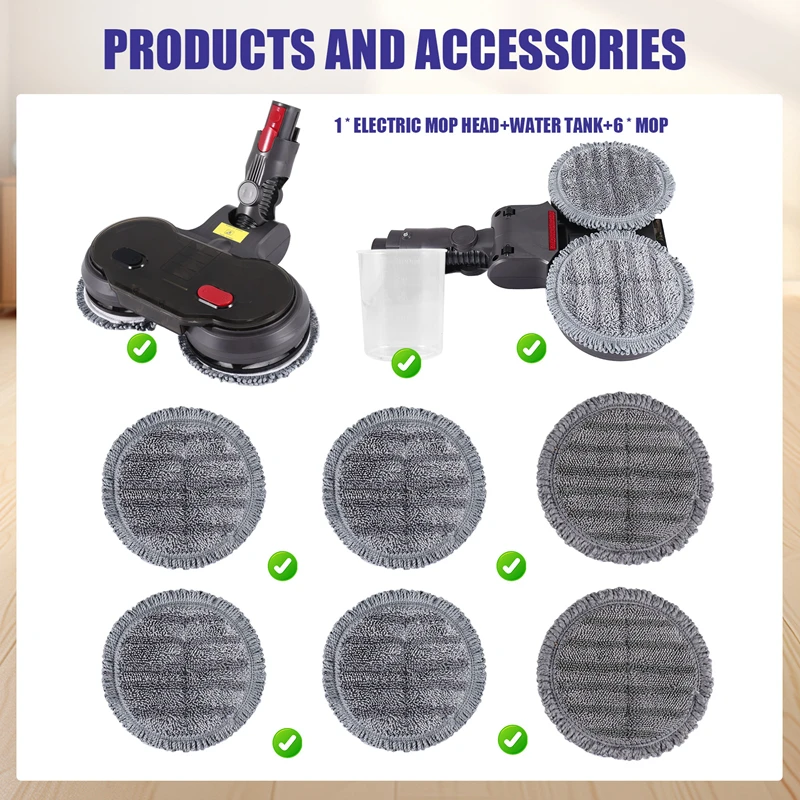 ¡Promoción! Adecuado para Dyson V7/V8/V10/V11 aspiradora cabezal de limpieza de fregona eléctrica con fregona de tanque de agua