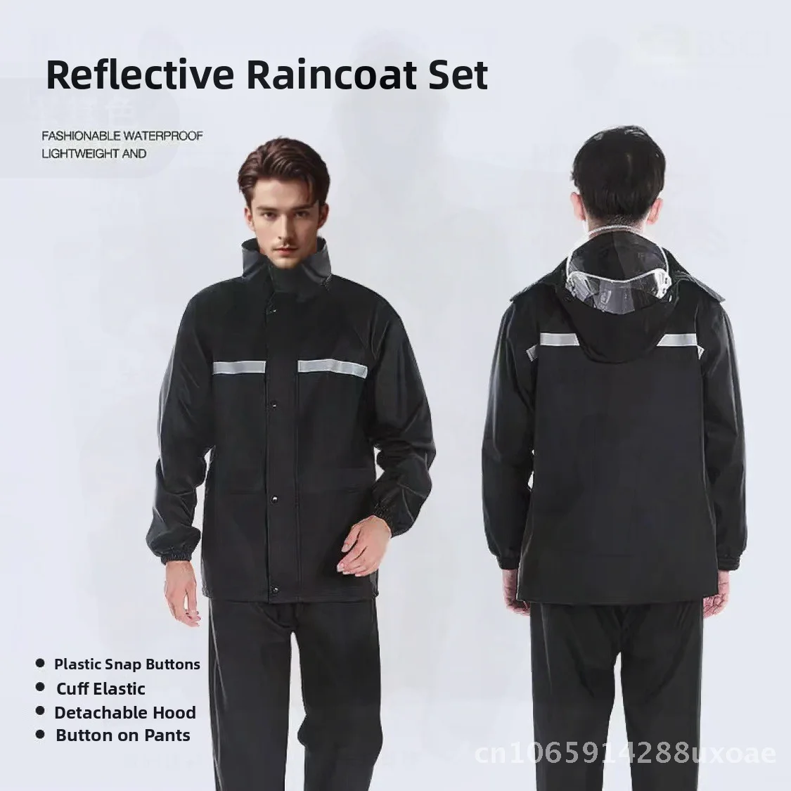 

Men's Thickened Waterproof Oxford Cloth Raincoat Suit Adult Reflective Split Two-Piece Rainproof Clothing for Hiking And Cycling