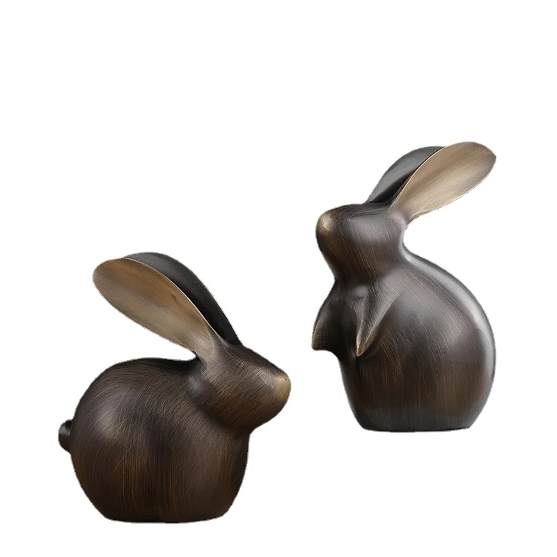 

YY Pure Copper Rabbit Light Luxury High-End Home Decorations Study Living Room Ornaments