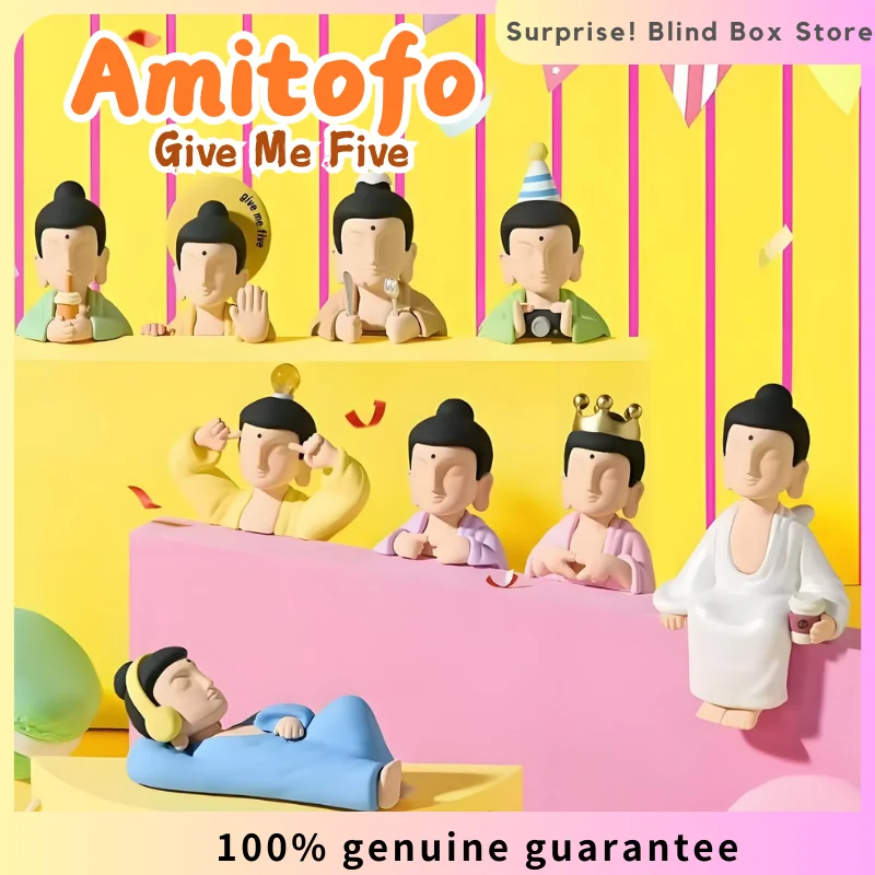 

Amitofo Give Me Five Series Blind Box Action Figures Model Toy Mobile Phone Ornament Decoration Mystery Box Trendy Birthday Gift