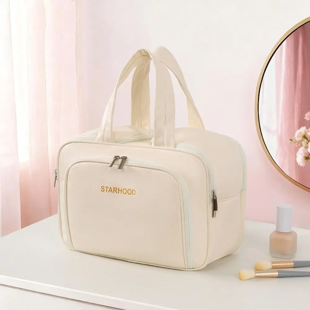 

Large Capacity Travel Toiletry Bag Lightweight Wide-open Makeup Organizer Multiple Compartments PU Cosmetic Container