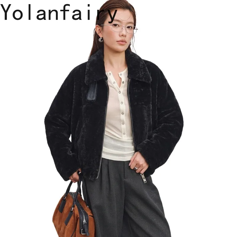 YOLANFAIRY High-end 100% Real Fur Coats Women Luxury Winter Merino Sheepskin Shearling Natural Fur Jacket Genuine Coat 2026