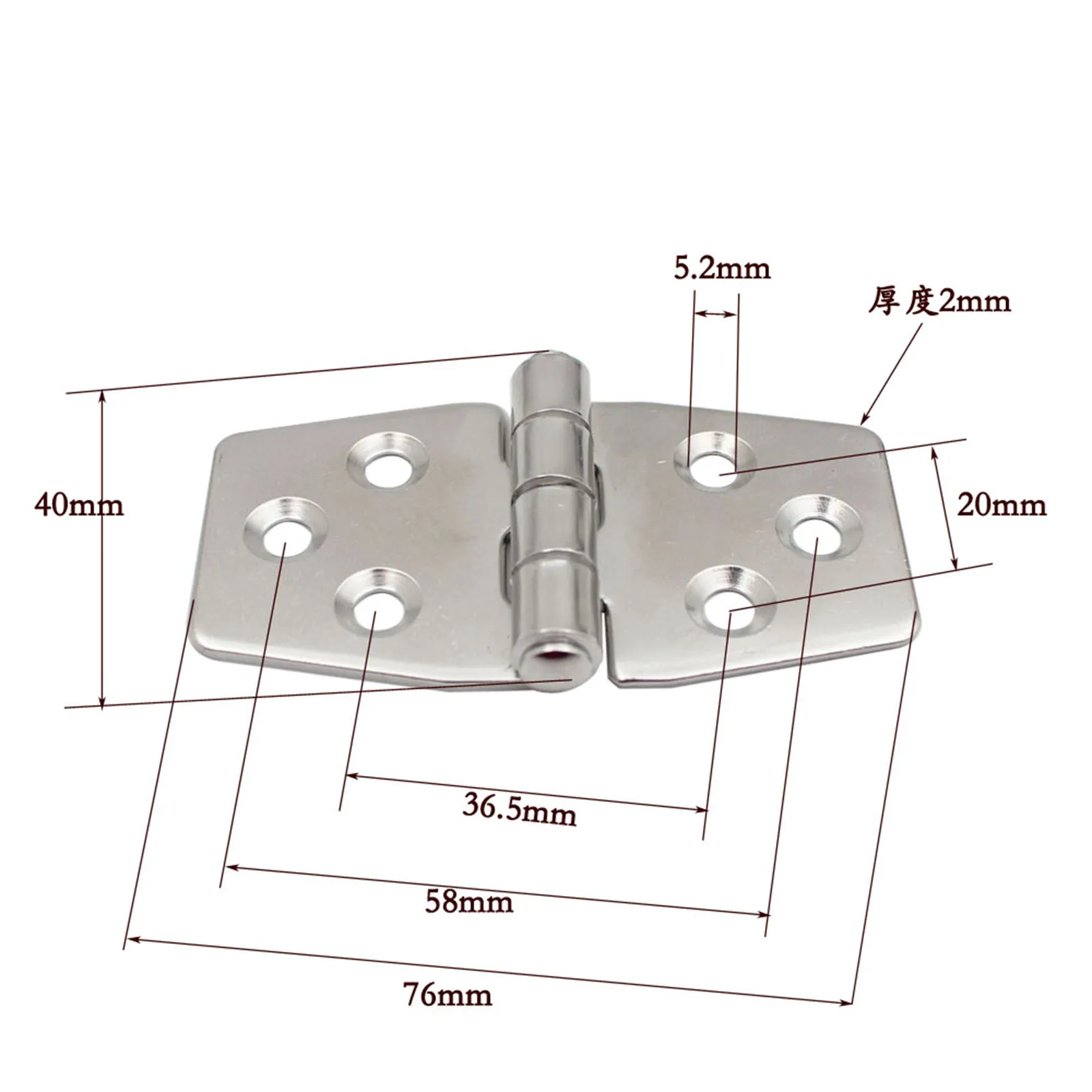 4 Stück Türscharniere 76x38mm Marine-Edelstahlscharniere für Boote 3' X 1,5' Fensterscharniere Scharniere Beschläge 6 Löcher MAIMEIMI – Detail 2