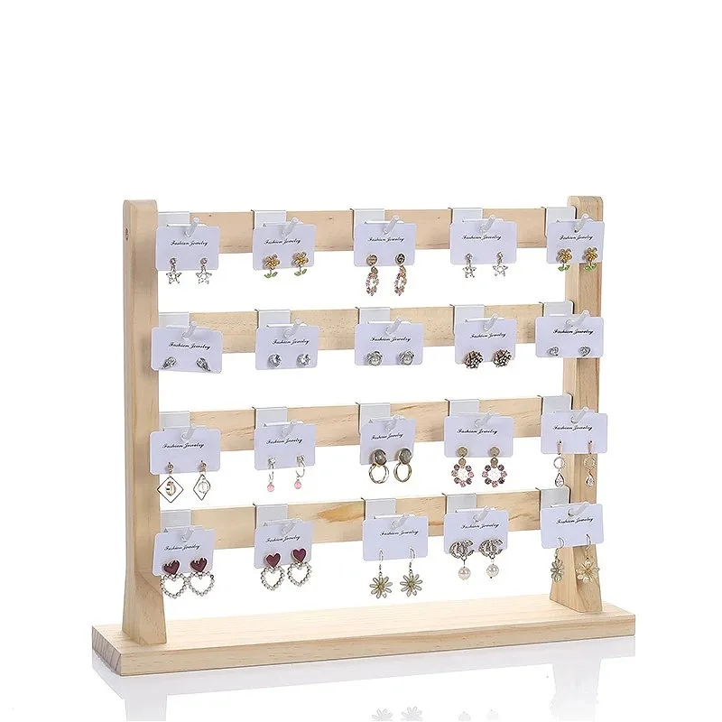 Solid Wood Earring Holder 4/5/6 Layers Large Capacity Hooks Earrings Organizer Holders Multipurpose Jewelry Display Stands