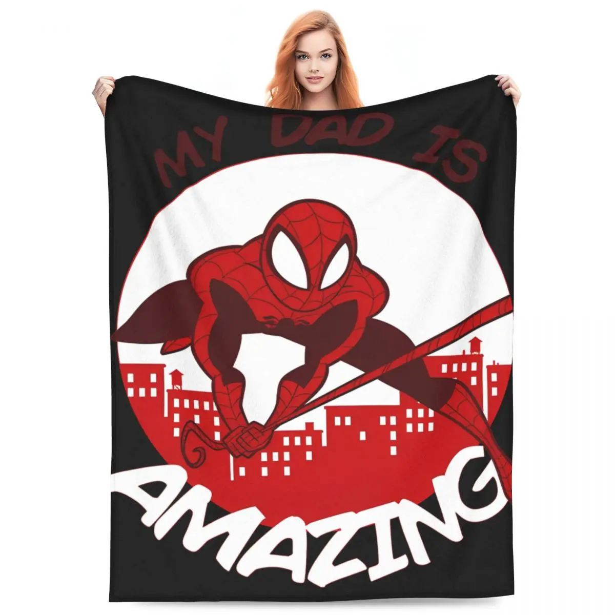 Dad You're Amazing Like Spider-Man Warm Blanket Picnic Plush Bedding Throws Funny Bedroom Flannel Bedspread Sofa Bed Cover