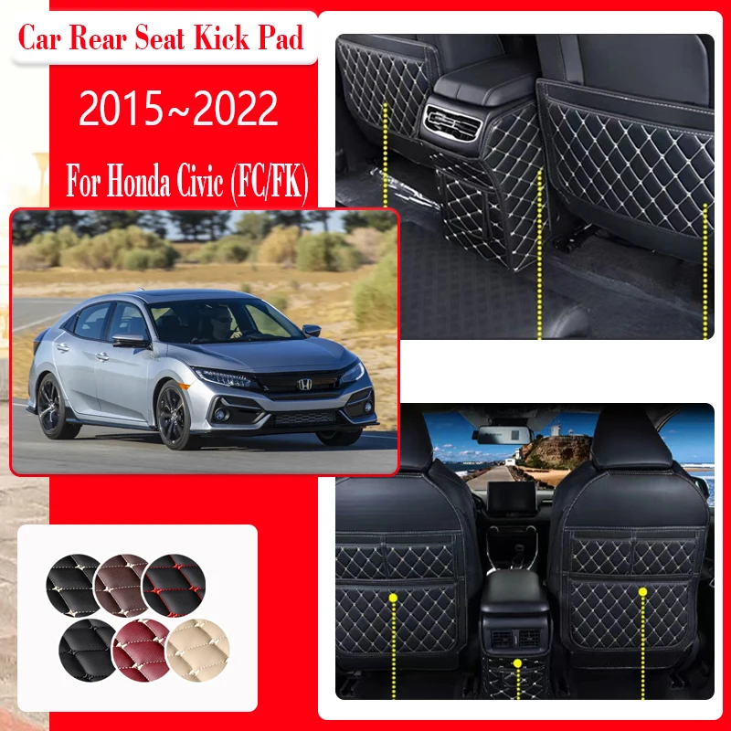 

Car Seat Kick Mats For Honda Civic 10th 10 Gen FC FK 2015~2022 Anti-dirty Armrest Back Seat Pads Storage Pockets Car Accessories