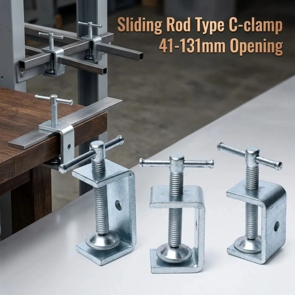 Sliding Rod Type C-clamp Zinc Plating 41-131mm Opening Square Clamp Sturdy Adjustable Fixed Holder Clip Hardware Fasteners