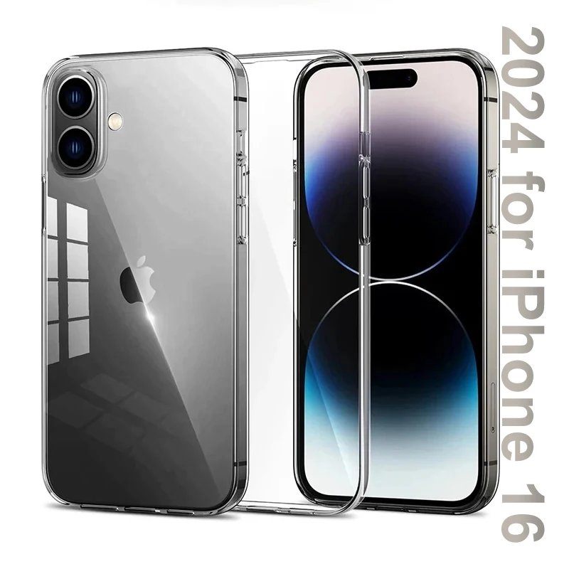 Custodia morbida in Silicone Ultra sottile per iPhone 16 15 14 Plus 13 12 Mini 11 Pro Max SE 2024 2022 2020 custodia in TPU trasparente Slim Shell