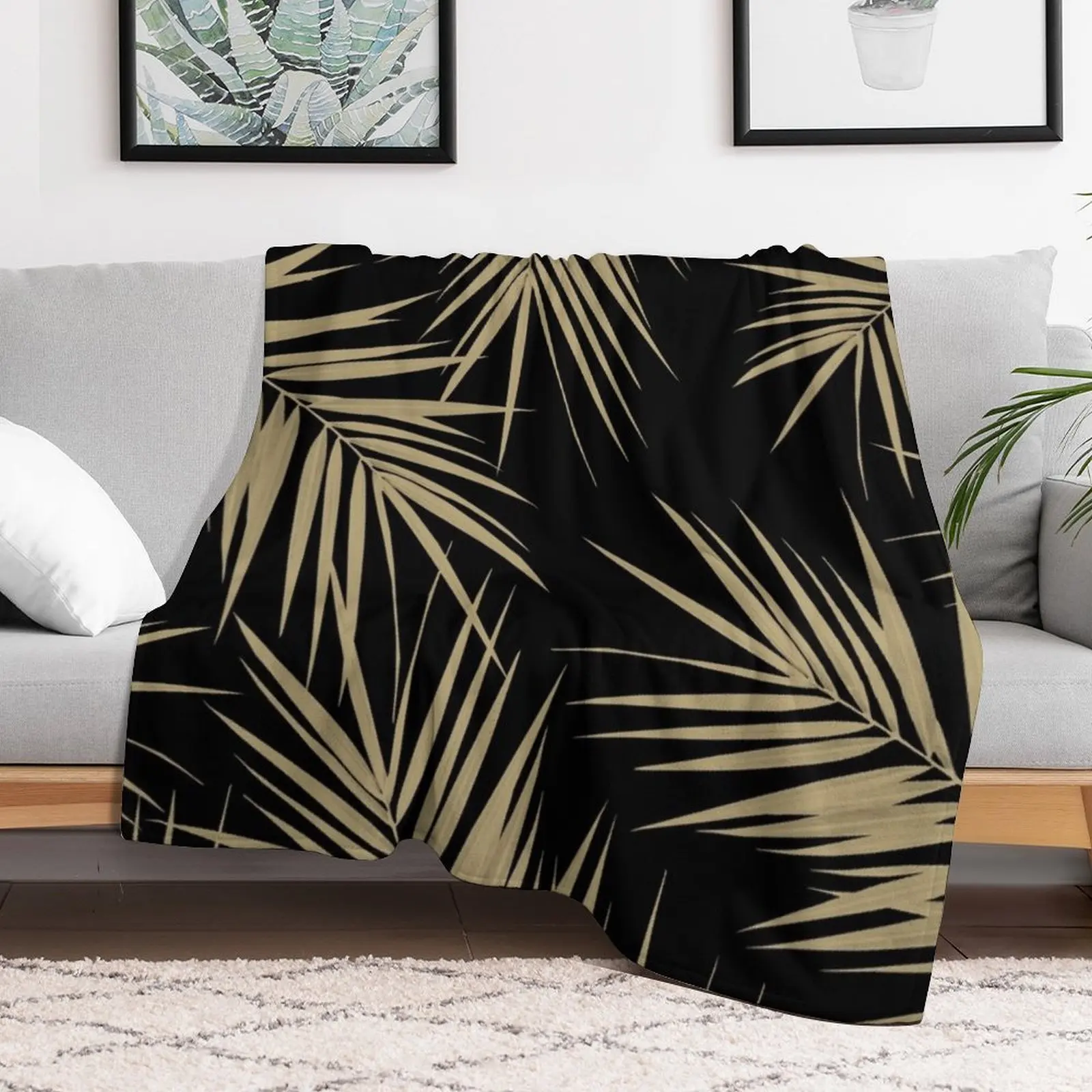 Palm Leaves Cali Finesse #1 #gold #tropical #decor #art Throw Blanket Flannel Fabric Luxury Brand Comforter Blankets