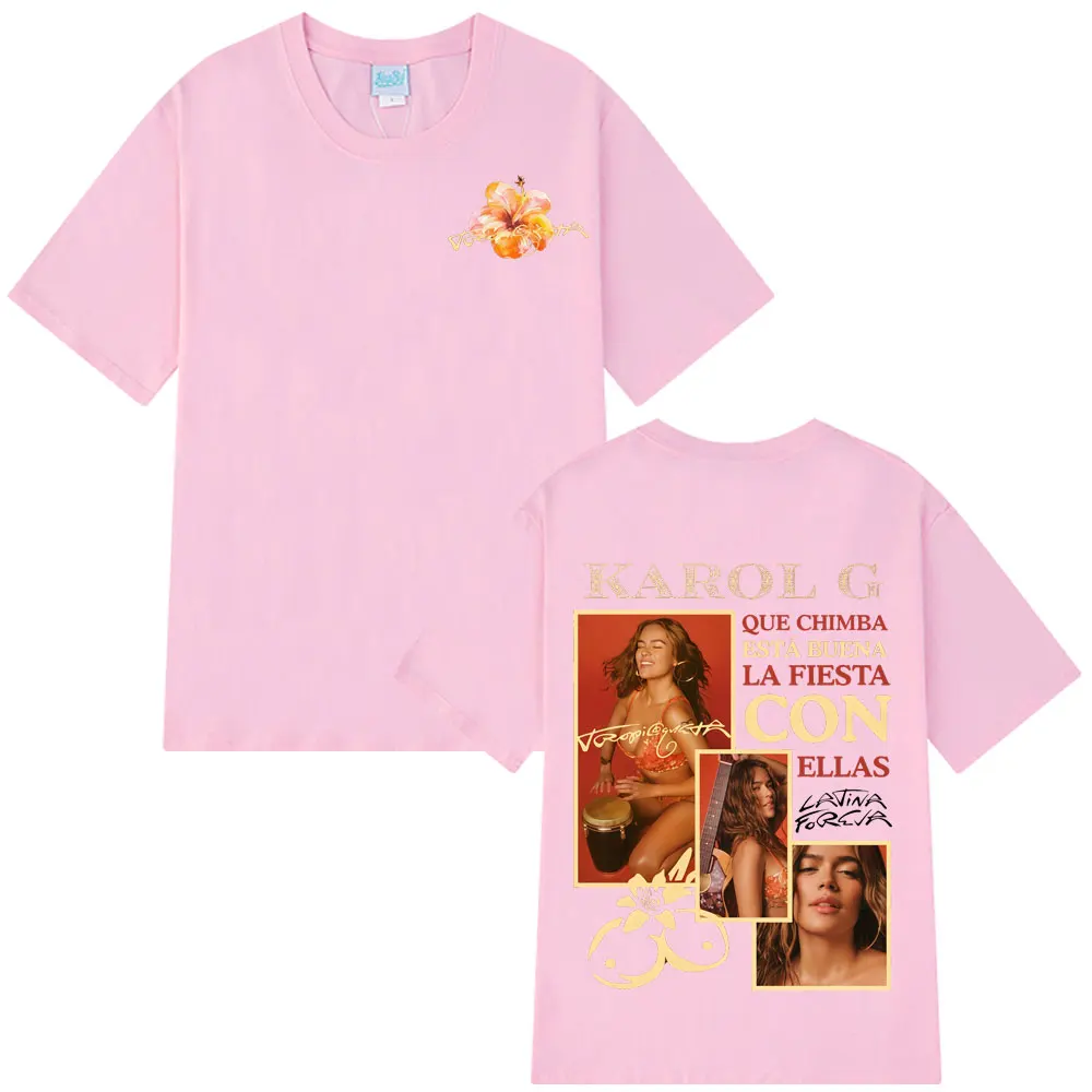 Cantante Karol G Tropicoqueta 2025 Album T-shirt Uomo Donna Moda Estetica T-shirt alla moda Casual Cotone T-shirt oversize Top