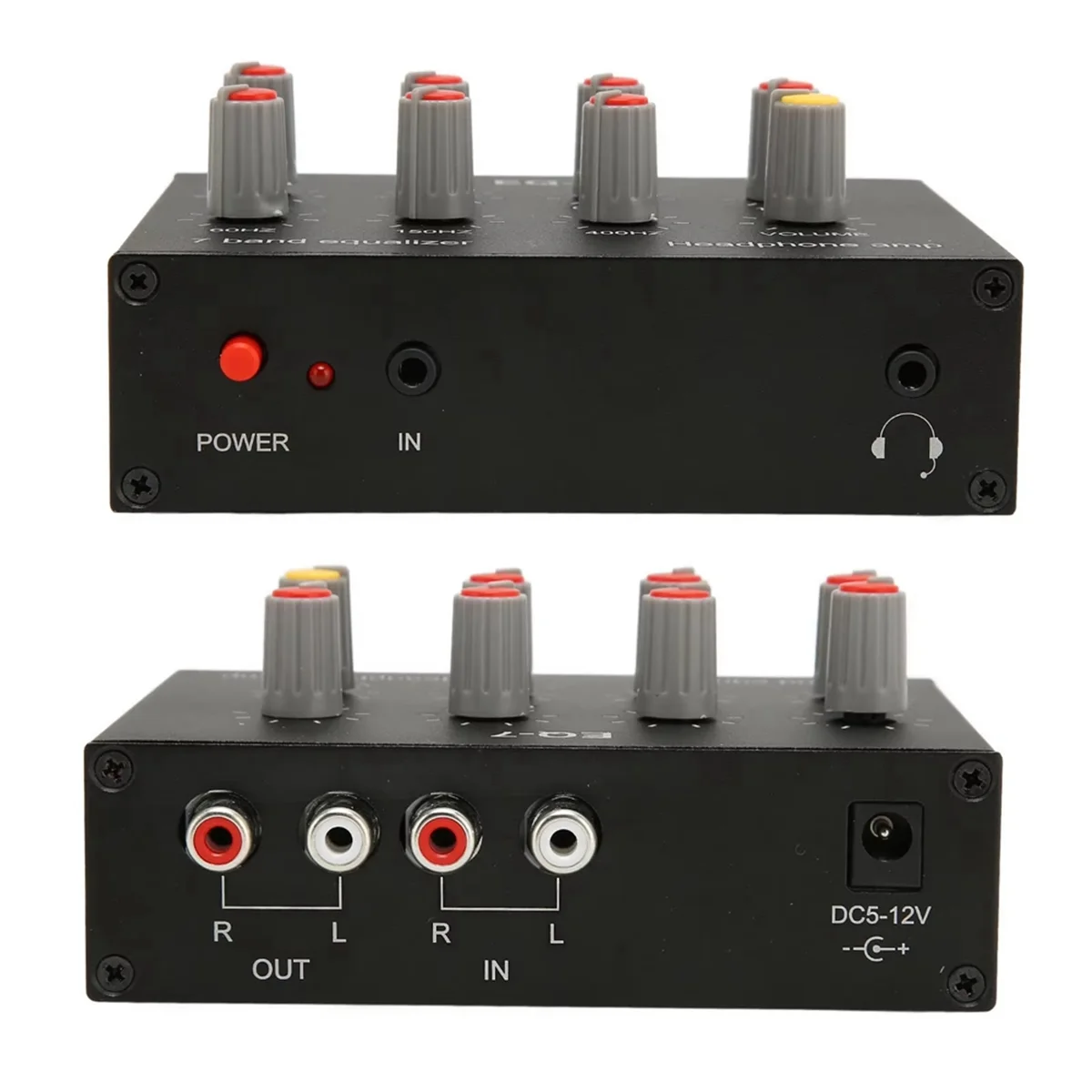 SWXF DC5-12V 7 Band Sound Equalizer High Medium Adjustment Digital Equalizer Audio Adjustable Preamplifier for Earbuds