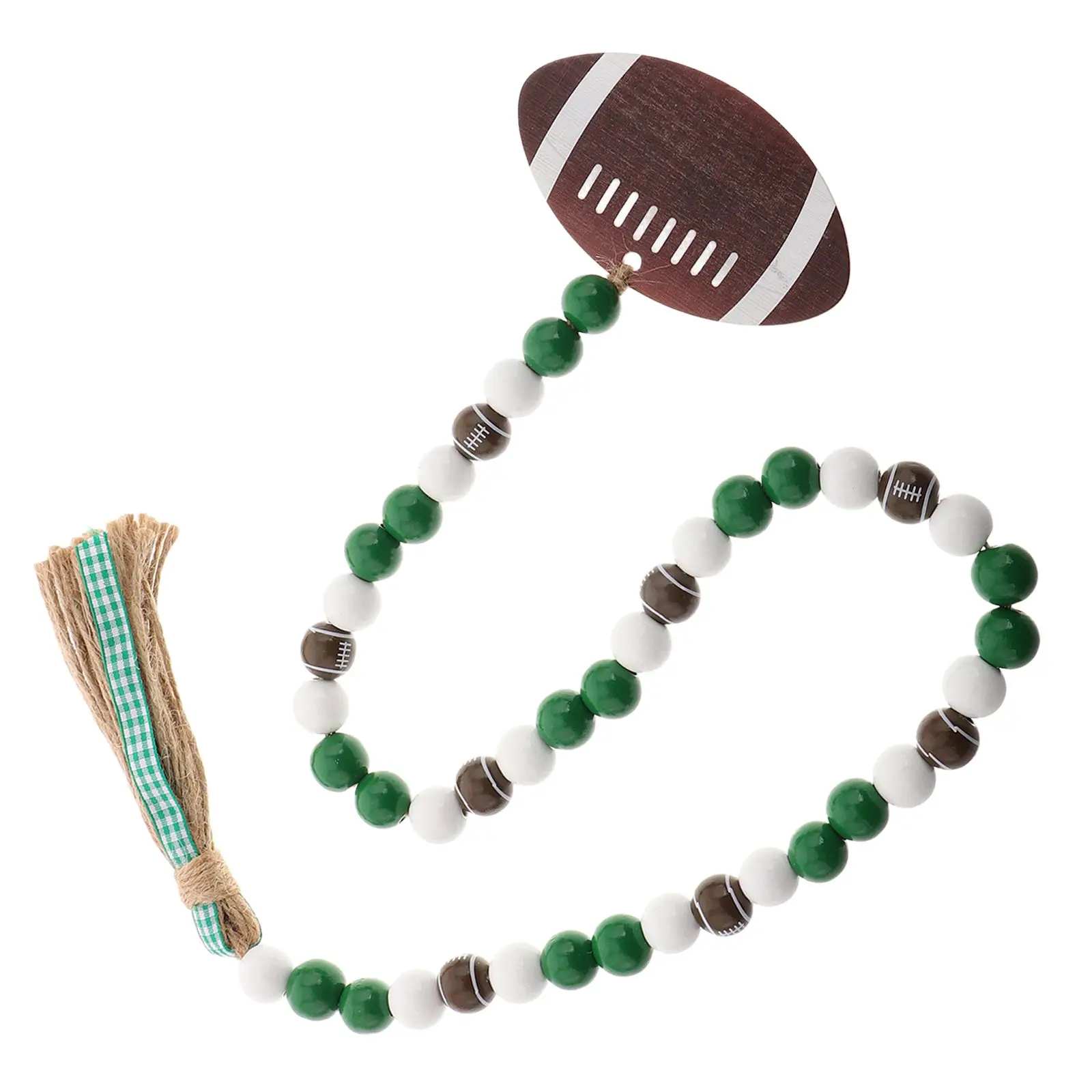 

Rustic Farmhouse Wood Beads Rugby Pendants Decor Hanging Twine Wooden Craft Beads Tassel Charm Necklace Car