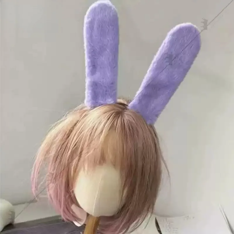 Anime Cosplay Purple Plush Rabbit Ear Headband 19‑25CM Soft Furry Hair Hoop Costume Accessory for Halloween Party Role‑Play