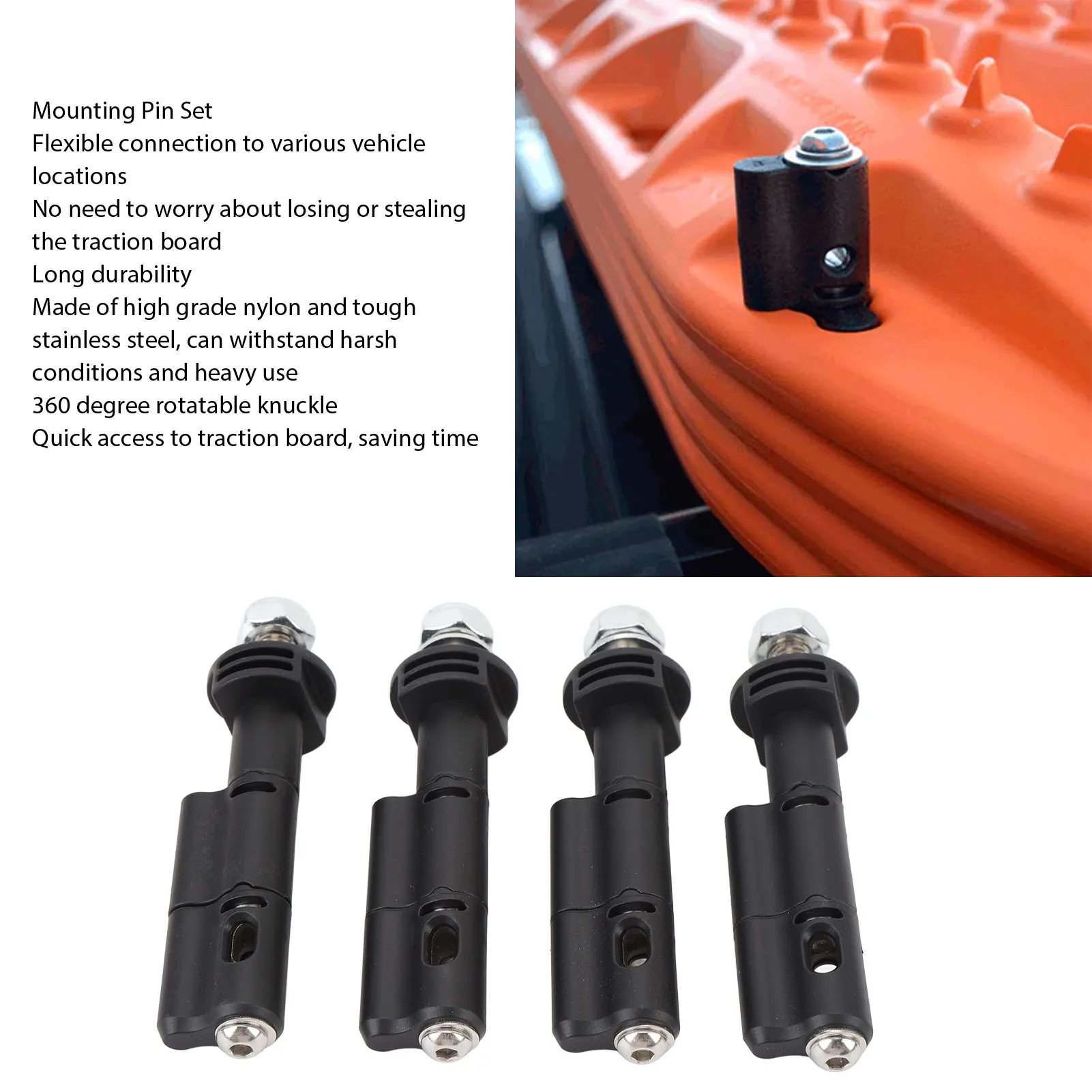 

Traction Board Safety Mounting Pin Mounting Pin Set Anti Theft Rotatable Knuckle Anti Crack 17mm for MKII Recovery Boards