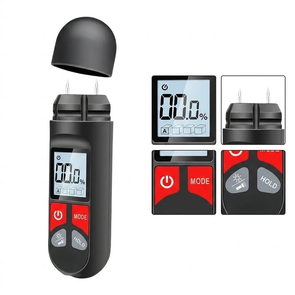 DY31 Moisture Meter for Wood Content Analysis Pin Probe 0 to 99.9% Range LCD Backlight Data Lock 4.5cm Thickness