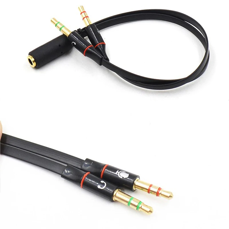 3.5mm TRRS Adapter 2 Male 1 Female Mini 3.5mm Jack 4 Pin Splitter Stereo Audio Microphone Flat Cable Socket to 2 3Pin Connector