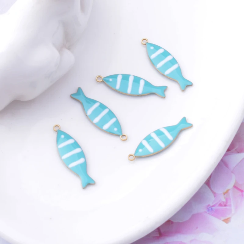 20pcs Copper Dripping oil Small Fish Charms Two-sided Enamelled Fishes Pendant Cute DIY Jewelry Earrings Necklace Making