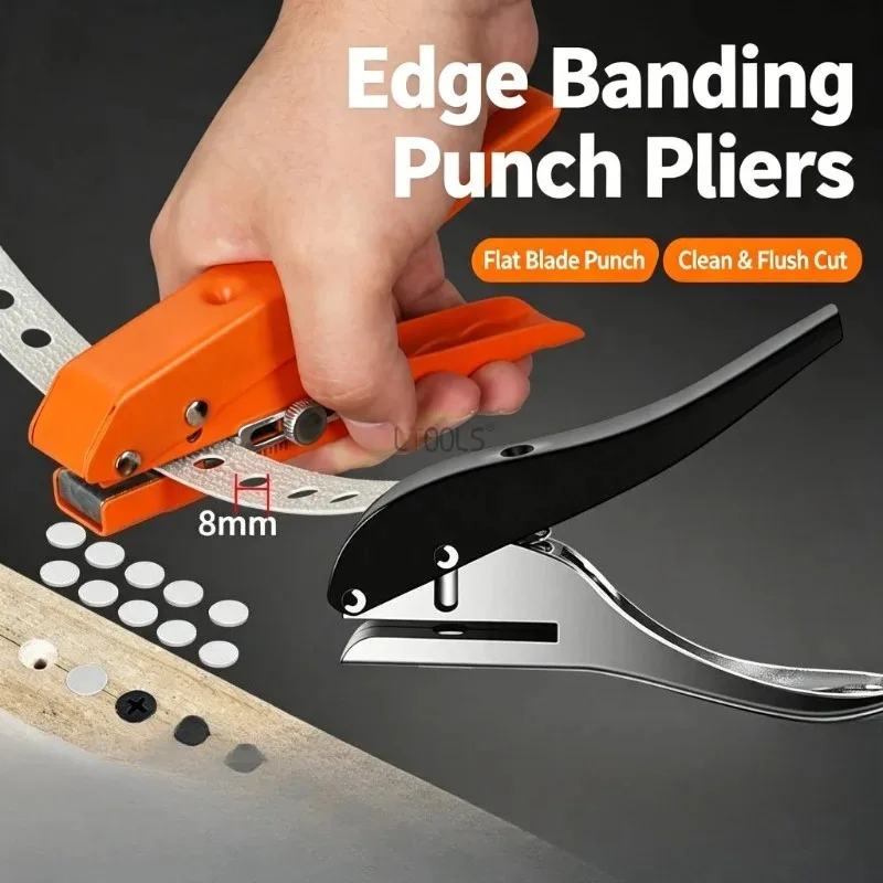 Multi-function Edge Banding Punch Pliers 8mm Flat Mouth Hole Puncher with Anti-slip Limit Device Furniture Positioning Punch