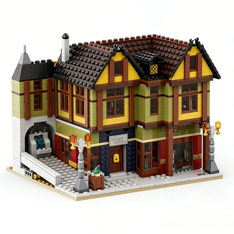 1659 pz MOC Rivenditore Antico S Mezza Sfregata Casa Città Modello di Costruzione Giocattolo Blocchi Regali Di Natale Costruzione FAI DA TE Idea Creativa