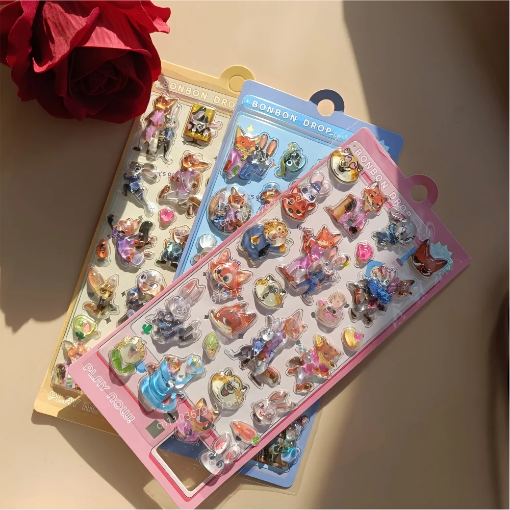 @4 個アニメズートピアディズニーシリーズ 3D ステッカー漫画ラップトップ荷物ステッカー装飾文具ステッカーギフト