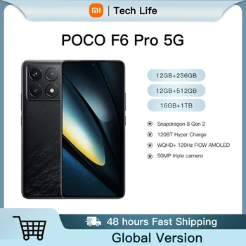 POCO F6 프로 글로벌 버전, 스냅드래곤®HyperCharge 트리플 카메라 스마트폰, WQHD + 120Hz Flow AMOLED 디스플레이, 8 Gen 2 120W, 50MP