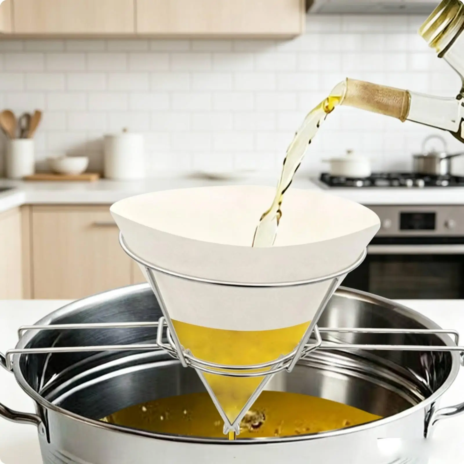 Frying Oil Filter Holder Stainless Steel Fryer Pot Support Frame Stable Hold