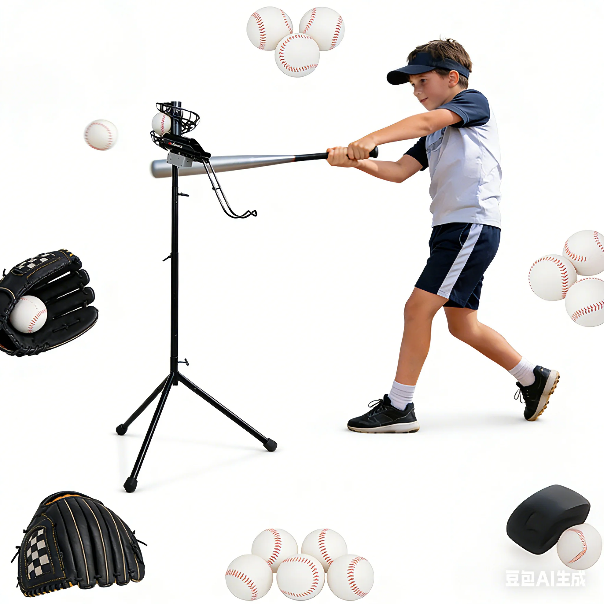 777BH-2-in-1 Automatic Serving Machine Baseball Training Height Adjustable Baseball Feeding Machine Throwing Machine