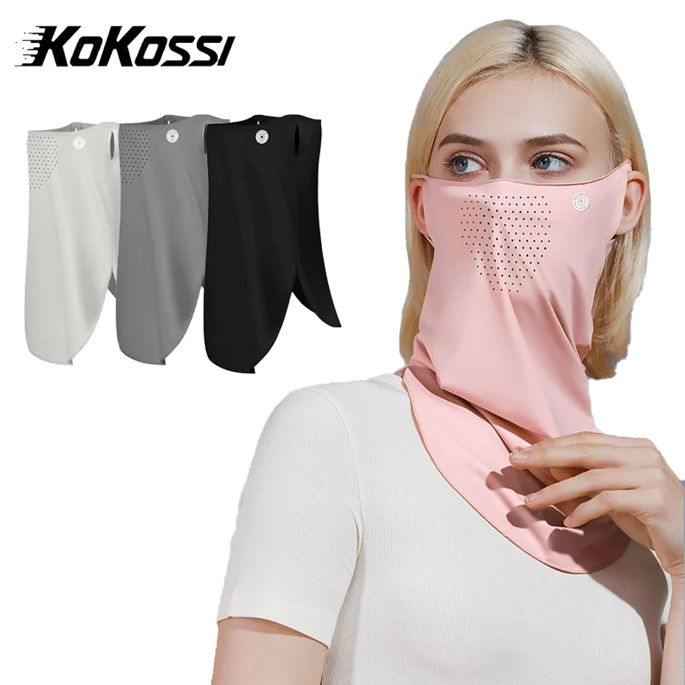 

KoKossi Summer Sun Mask Breathable UV Resistant Neck Protection Outdoor Sunshade Heat Ice Silk Hanging Ear Sunscreen Mask Women