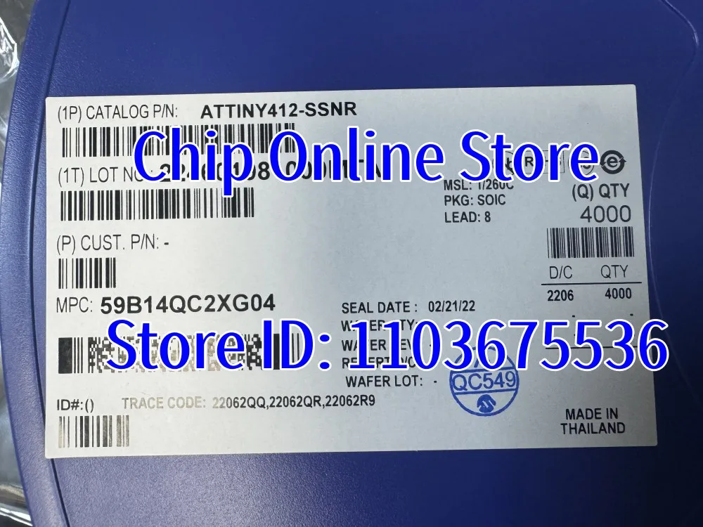5~100pcs  ATTINY412-SSNR  ATTINY412  SOP8  New Original  8 Bit Microcontroller MCU