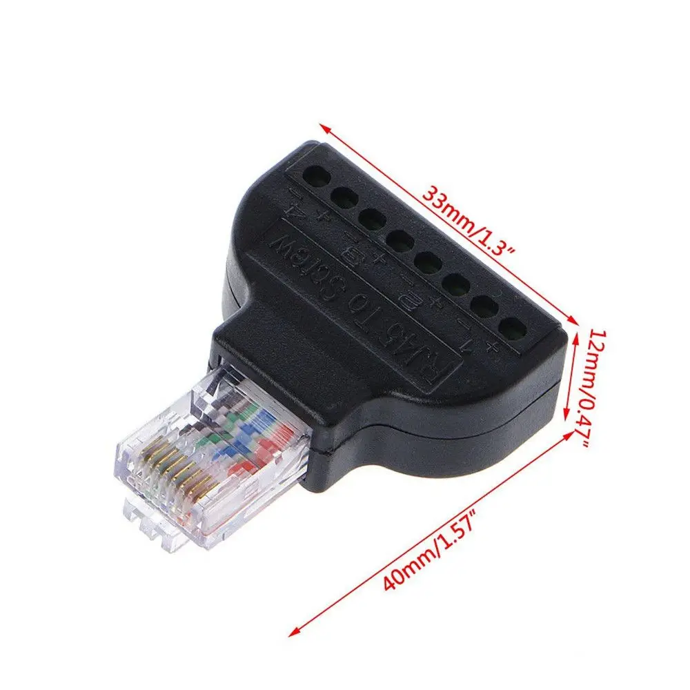 Practical CCTV Kit Adapter for Network Cable Terminal Adaptors Converter Ethernet Adapter RJ45 Male To 8 Pin Screw Terminal